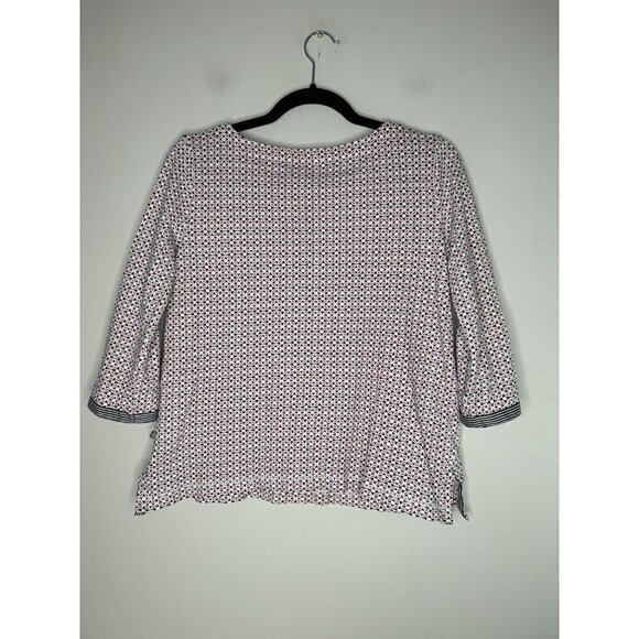 T by Talbots Shirt Womens Pink Black Mandala Floral Keyhole 3/4 Sleeve m… - Picture 10 of 11